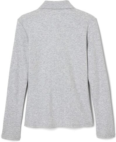 French Toast Big Girls Long Sleeve Picot Collar Interlock Polo, Grey, Medium/7/8 in Saudi Arabia