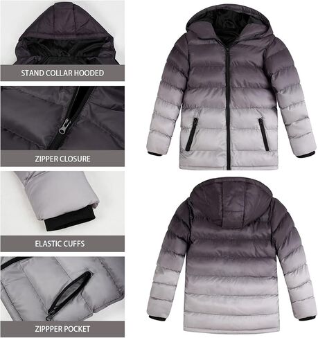 معاطف شتوية للأولاد من SUNDAY ROSE، سترة منتفخة بغطاء للرأس، مقاومة للماء، ملابس خارجية دافئة للأطفال in Kuwait