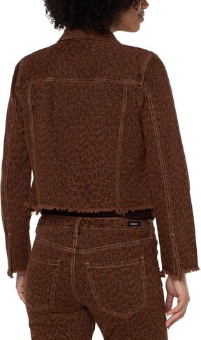 Liverpool Women's Printed Cropped Jacket with Fray Hem in Saudi Arabia