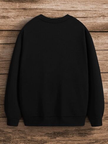 OYOANGLE Men's Letter Print Long Sleeve Round Neck Thermal Lined Casual Pullover Sweatshirts Tops in Saudi Arabia
