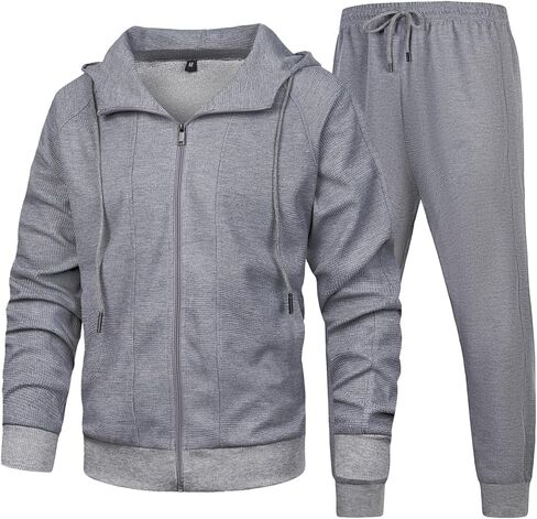 DUOFIER بدلة رياضية للرجال طقم مكون من قطعتين بدلة رياضية بغطاء للرأس بلون سادة in Kuwait