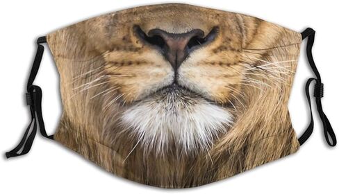 كمامة وجه بتصميم اسد رائع مع مرشحين، كمامات وجه حيوانات قابلة للغسل واعادة الاستخدام للرجال والنساء in Kuwait