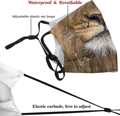 كمامة وجه بتصميم اسد رائع مع مرشحين، كمامات وجه حيوانات قابلة للغسل واعادة الاستخدام للرجال والنساء in Kuwait