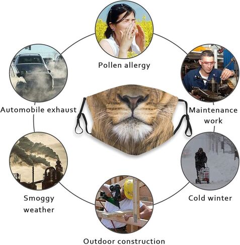 كمامة وجه بتصميم اسد رائع مع مرشحين، كمامات وجه حيوانات قابلة للغسل واعادة الاستخدام للرجال والنساء in Kuwait