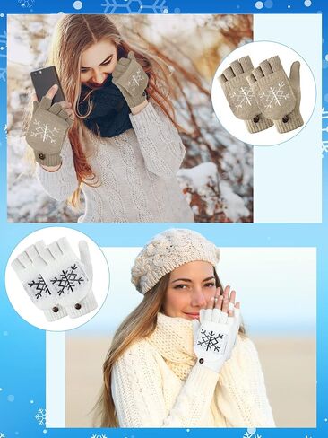 4 Pairs Women Winter Knitted Fingerless Gloves Thermal Convertible Knit Flip Wool Gloves Warm Half Finger Mittens for Women in Saudi Arabia