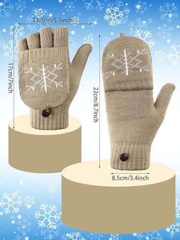 4 Pairs Women Winter Knitted Fingerless Gloves Thermal Convertible Knit Flip Wool Gloves Warm Half Finger Mittens for Women in Saudi Arabia