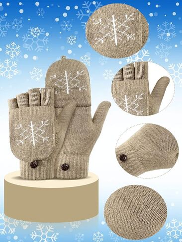 4 Pairs Women Winter Knitted Fingerless Gloves Thermal Convertible Knit Flip Wool Gloves Warm Half Finger Mittens for Women in Saudi Arabia