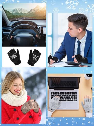 4 Pairs Women Winter Knitted Fingerless Gloves Thermal Convertible Knit Flip Wool Gloves Warm Half Finger Mittens for Women in Saudi Arabia