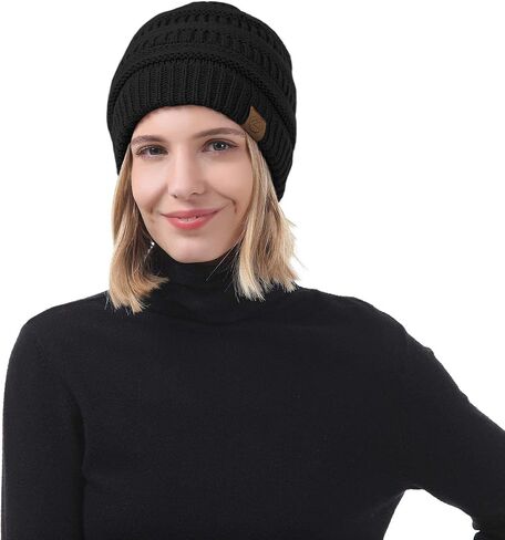 Zando Beanies النساء قبعة شتوية دافئة للنساء سميكة لينة قبعة قبعات متماسكة للنساء قبعة مترهل قبعة الشتاء للنساء in Kuwait