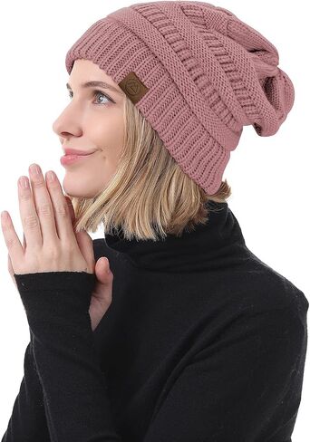 Zando Beanies النساء قبعة شتوية دافئة للنساء سميكة لينة قبعة قبعات متماسكة للنساء قبعة مترهل قبعة الشتاء للنساء in Kuwait