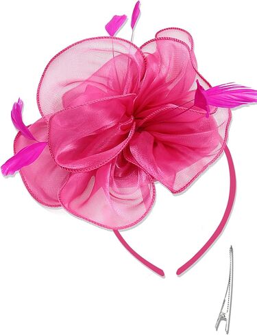 QDC قطع زينة قبعة حفل الشاي ديربي أغطية الرأس الزفاف كوكتيل مشبك شعر الرامي زهرة ريشة للفتيات والنساء in Kuwait