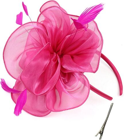 QDC قطع زينة قبعة حفل الشاي ديربي أغطية الرأس الزفاف كوكتيل مشبك شعر الرامي زهرة ريشة للفتيات والنساء in Kuwait