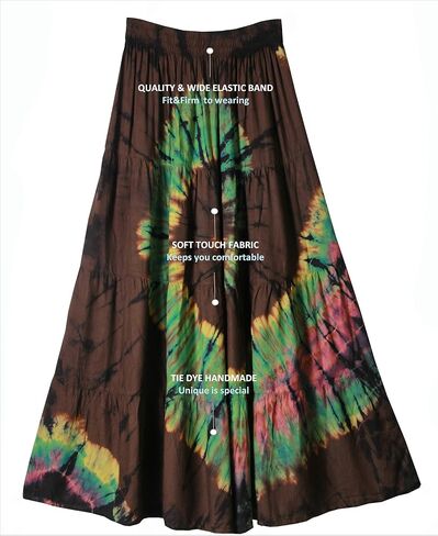 ATM Tie Dye Comfort Maxi Long Skirt Bohemian Elastic Waist Handmade Plus Size in Saudi Arabia