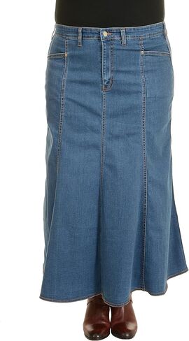 Ice Cool Ladies Long Flared Stonewash Stretch Denim Skirt - Sizes 4 to 26, in 30" & 35" in Saudi Arabia