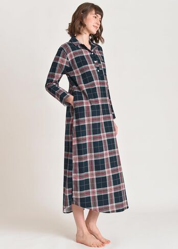 Latuza Women's Flannel Nightgown with Pockets Long Sleeves Full Length in Kuwait