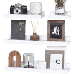 RICHER HOUSE Multi-Size Floating Shelves Set of 4, Wall Mounted Shelves with Lips for Storage, Modern Shelves Display Picture Ledges, Black Shelves Wall Decor for Bedroom, Living Room, Kitchen - Black in Kuwait