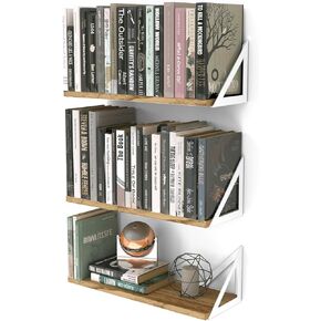 Wallniture Minori Wood Floating Shelves for Wall Storage, Wall Book Shelves for Living Room Decor, Geometric Triangle Shelf Set of 3, Burned Finish in Kuwait