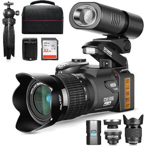 مجموعة كاميرا رقمية SLR كاميرا DSLR بدقة 33 ميجابكسل للتصوير الفوتوغرافي، كاميرا تسجيل فيديو عالية الدقة بدقة 1080 بيكسل مع عدسة تليفوتوغرافي 24X، عدسة زاوية واسعة 0.5X، أفضل كاميرا للمبتدئين في التصوير الفوتوغرافي in Saudi Arabia