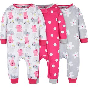 بيجامات قطنية من قطعة واحدة مناسبة للفتيات الصغيرات من ماركة Onesies Brand مكونة من 3 قطع