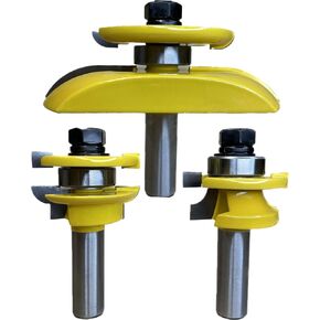 MABCO 3 Piece Raised Panel Cabinet Door Router Bit Set, 1/2 inch Shank Cove/Round Over, Rail and Stile, Panel Bit w/Backcutter, Cope and Stick Set (3Pc Set)