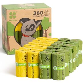 YORJA Dog Poop Bags Rolls, 720 Pet Waste Bags, 100% Leak Proof Extra Thick and Strong Corn Starch Blend