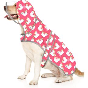HDE Clear Hooded Dog Raincoat Jacket Poncho with Dog Leash Hole Pink M in Saudi Arabia