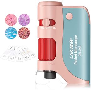 مجهر جيب LAKWAR للأطفال، مجهر صغير محمول 60x-120x مع 5 مجموعات شرائح مجهر، مجهر صغير للأطفال والطلاب والكبار ومختبر المدرسة المنزلية in Kuwait