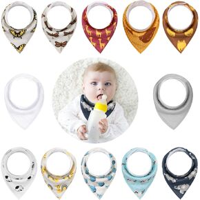 WESOTE Baby Bandana Drool Bibs for unisex，12 Pack Baby Bibs for Teething and Drooling，Organic Cotton Bib for Boys Girls