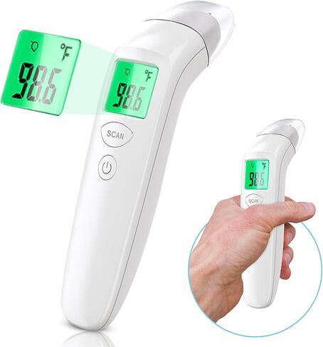 Digital Infrared Forehead Thermometer with Fever Alert - No Touch Adult & Baby Thermometer for Fever Colds & Flu - Non-Contact Body Temperature Gun with Memory Function for Infant Kid Newborn & Family in Saudi Arabia