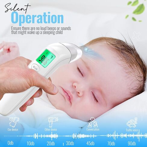 Digital Infrared Forehead Thermometer with Fever Alert - No Touch Adult & Baby Thermometer for Fever Colds & Flu - Non-Contact Body Temperature Gun with Memory Function for Infant Kid Newborn & Family in Saudi Arabia