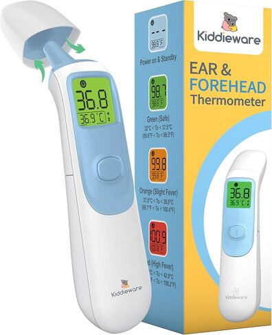 ميزان حرارة الطفل من الأذن والجبهة للبالغين والأطفال - ميزان حرارة رقمي للأطفال الرضع - 20 ذكريات، مقياس حرارة الأذن للقراءة الفورية للأطفال أو ميزان حرارة الجبين بدون لمس in Kuwait