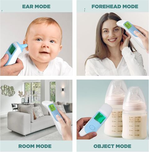 ميزان حرارة الطفل من الأذن والجبهة للبالغين والأطفال - ميزان حرارة رقمي للأطفال الرضع - 20 ذكريات، مقياس حرارة الأذن للقراءة الفورية للأطفال أو ميزان حرارة الجبين بدون لمس in Kuwait