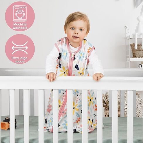 BSTOPPT 3 Pack Baby Sleep Sack 0-6 Months 100% Rayon Cotton Baby Sleeping Bag 2-Way Zipper Toddler Wearable Blankets Comfy Stretchy Lightweight TOG 0.3 （Heart&Pink&Floral） in Saudi Arabia