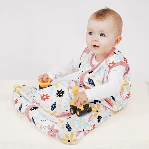 BSTOPPT 3 Pack Baby Sleep Sack 0-6 Months 100% Rayon Cotton Baby Sleeping Bag 2-Way Zipper Toddler Wearable Blankets Comfy Stretchy Lightweight TOG 0.3 （Heart&Pink&Floral） in Saudi Arabia