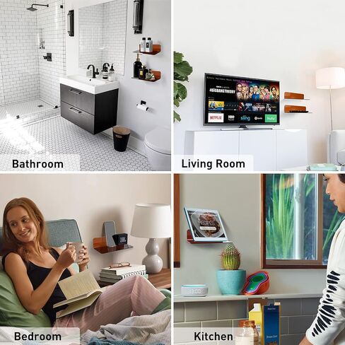 OAPRIRE White Floating Shelves Wall Mounted Set of 2 - Easily Expand Wall Space - Acrylic Hanging Shelves for Bedroom, Gaming Room, Living Room, Bathroom, Office with Cable Clips in Kuwait