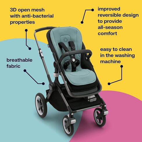 Bugaboo Dual Comfort Seat Liner Fully Reversible to Regulate Body Temperature, Compatible with All Bugaboo Strollers-Morning Pink in Kuwait