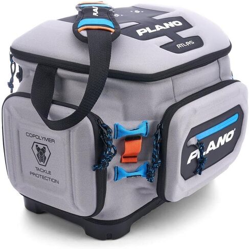 حقيبة ظهر لصيد الأسماك من بلانو أطلس 3700، مادة EVA رمادية، تتضمن 3 3750 صناديق أدوات StowAway للديدان والطعم والطعوم وقاعدة مقاومة للماء وغير قابلة للانزلاق in Kuwait