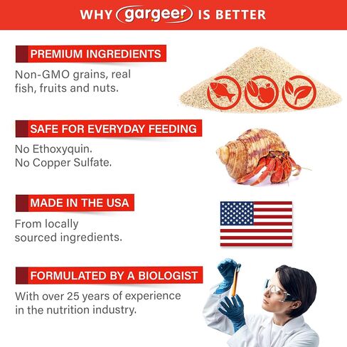 Gargeer 2oz Hermit Crab Food. Non-GMO, Premium Ingredients, Made in USA in Saudi Arabia