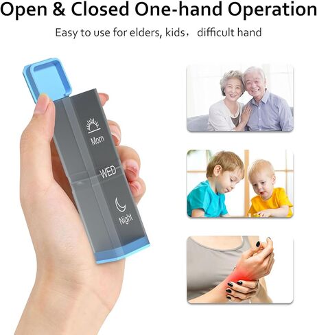 منظم حبوب الدواء باوباس آم بي إم لمدة 7 أيام، مرتين في اليوم، صندوق حبوب أسبوعي كبير، علبة حبوب منع الحمل اليومية بزر ضغط للفيتامين وزيت السمك والمكملات الغذائية in Kuwait