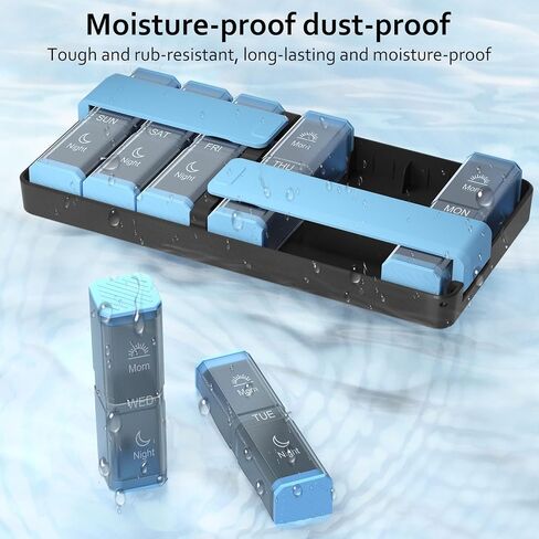 منظم حبوب الدواء باوباس آم بي إم لمدة 7 أيام، مرتين في اليوم، صندوق حبوب أسبوعي كبير، علبة حبوب منع الحمل اليومية بزر ضغط للفيتامين وزيت السمك والمكملات الغذائية in Kuwait