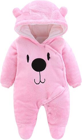 Fairy Baby Newborn Baby Snowsuit Bear Outfit Footie Romper Winter Thick Fleece Jumpsuit Infant Coat for Girls Boys 0-12M in Saudi Arabia