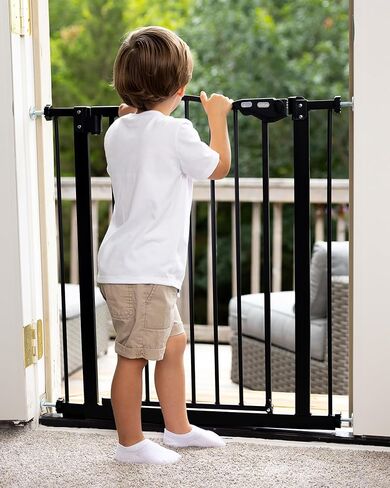 InnoTruth Baby Gate for Stairs and Doorways 29"- 39.6", Extra 36" Tall Dog Gate No Drill Wall Protected, 45cm Wide Walk Thru Auto Close Metal Child Gate, Easy to Install and One-Hand Opening, White in Kuwait