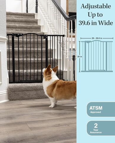 InnoTruth Baby Gate for Stairs and Doorways 29"- 39.6", Extra 36" Tall Dog Gate No Drill Wall Protected, 45cm Wide Walk Thru Auto Close Metal Child Gate, Easy to Install and One-Hand Opening, White in Kuwait