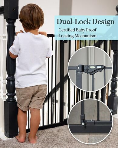 InnoTruth Baby Gate for Stairs and Doorways 29"- 39.6", Extra 36" Tall Dog Gate No Drill Wall Protected, 45cm Wide Walk Thru Auto Close Metal Child Gate, Easy to Install and One-Hand Opening, White in Kuwait