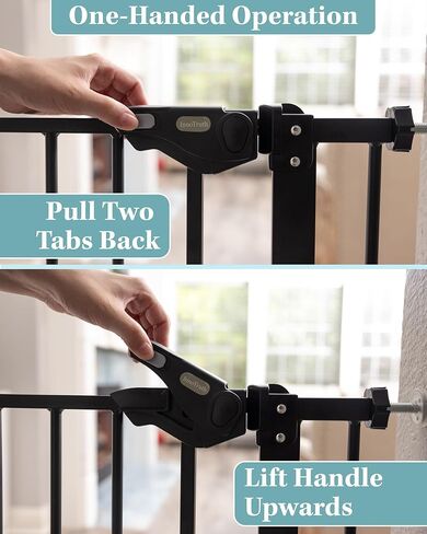 InnoTruth Baby Gate for Stairs and Doorways 29"- 39.6", Extra 36" Tall Dog Gate No Drill Wall Protected, 45cm Wide Walk Thru Auto Close Metal Child Gate, Easy to Install and One-Hand Opening, White in Kuwait