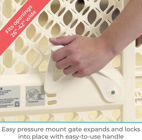 Toddleroo by North States - Supergate Ergo Baby Gate: Plastic Baby Gate for Stairs & Doorways - Adjustable Indoor Safety Gate - Made in USA - 26 to 42 Inches Wide - 26 Inches Tall - Sand in Kuwait