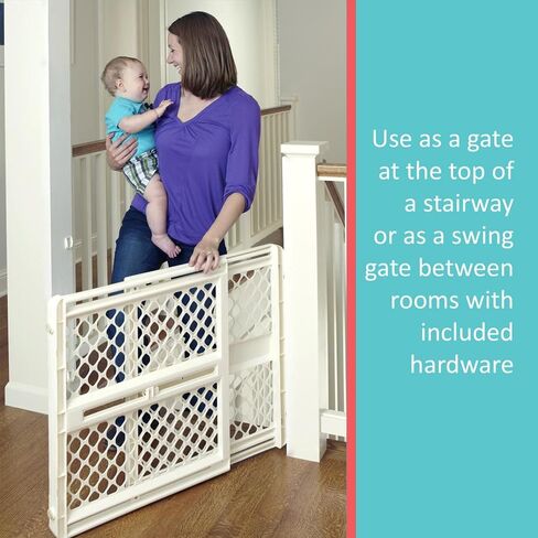 Toddleroo by North States - Supergate Ergo Baby Gate: Plastic Baby Gate for Stairs & Doorways - Adjustable Indoor Safety Gate - Made in USA - 26 to 42 Inches Wide - 26 Inches Tall - Sand in Kuwait