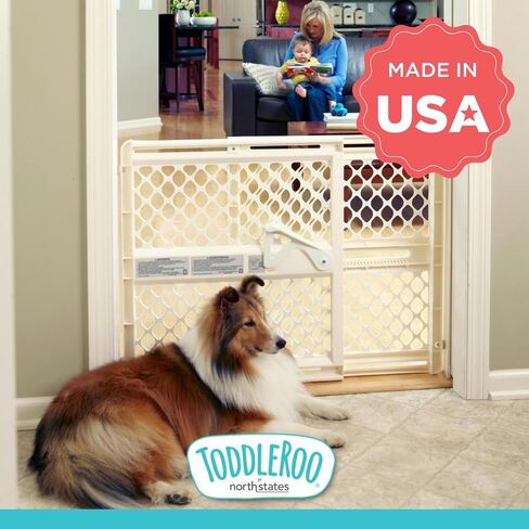 Toddleroo by North States - Supergate Ergo Baby Gate: Plastic Baby Gate for Stairs & Doorways - Adjustable Indoor Safety Gate - Made in USA - 26 to 42 Inches Wide - 26 Inches Tall - Sand in Kuwait