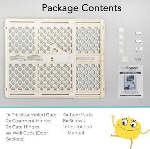 Toddleroo by North States - Supergate Ergo Baby Gate: Plastic Baby Gate for Stairs & Doorways - Adjustable Indoor Safety Gate - Made in USA - 26 to 42 Inches Wide - 26 Inches Tall - Sand in Kuwait