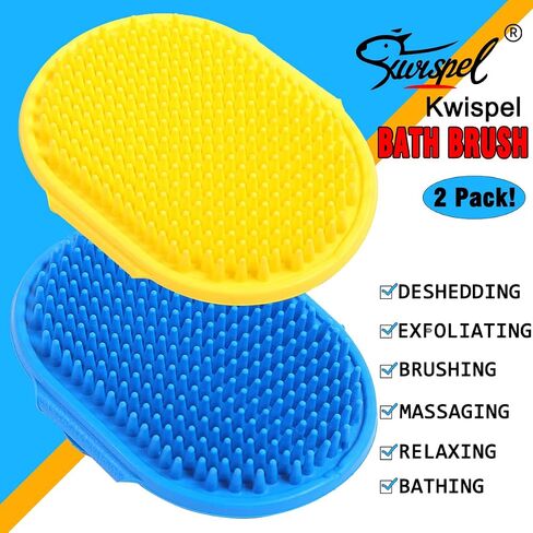 kwispel 2 جهاز كمبيوتر شخصى فرشاة العناية بالكلاب، فرشاة شامبو الحيوانات الأليفة، فرشاة حمام الكلب، فرشاة تساقط الشعر، مشط مطاطي للتدليك المهدئ مع حزام قابل للتعديل للكلاب والقطط ذات الشعر القصير والطويل in Kuwait